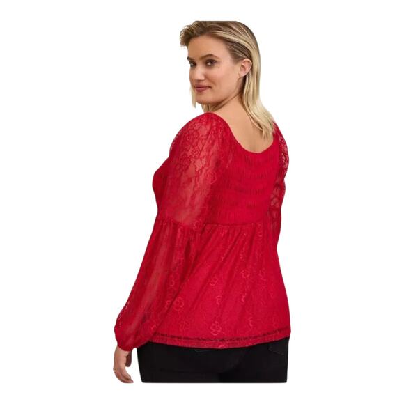 TORRID Fairygoth Whimsy Lace Women's size 4X Smocked Bodice Babydoll Vampire Top - Picture 2 of 11